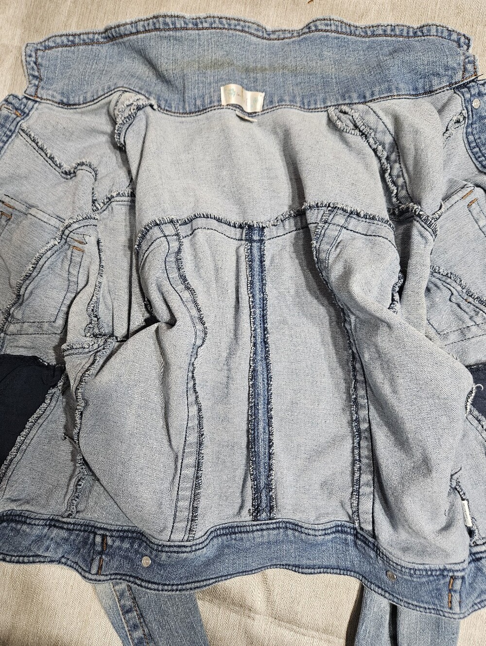Love Fire Denim Distressed Jean Jacket XL - Picture 4 of 5